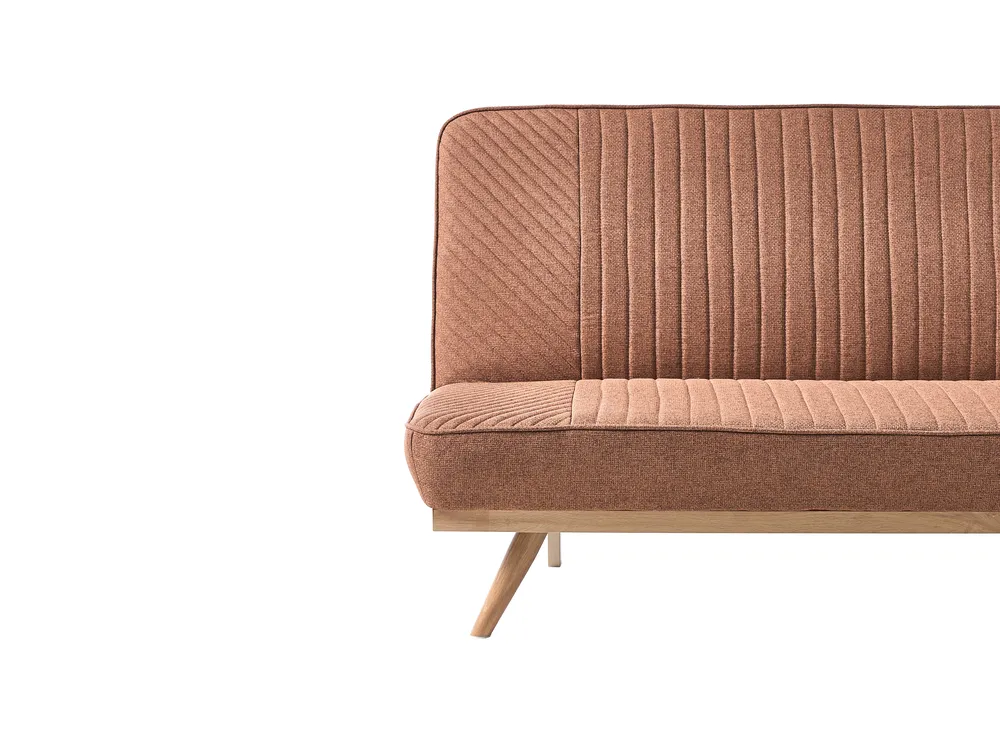 Sofa Bed 2 Seater KALFAFEL Fabric Golden Brown_1009385