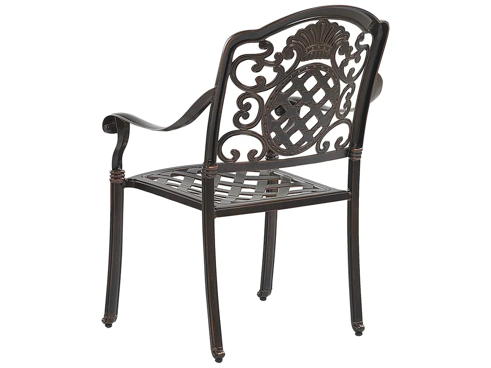 Garden Dining Set 4 Seater SALENTO with Parasol (16 Options) Metal Dark Brown_863983