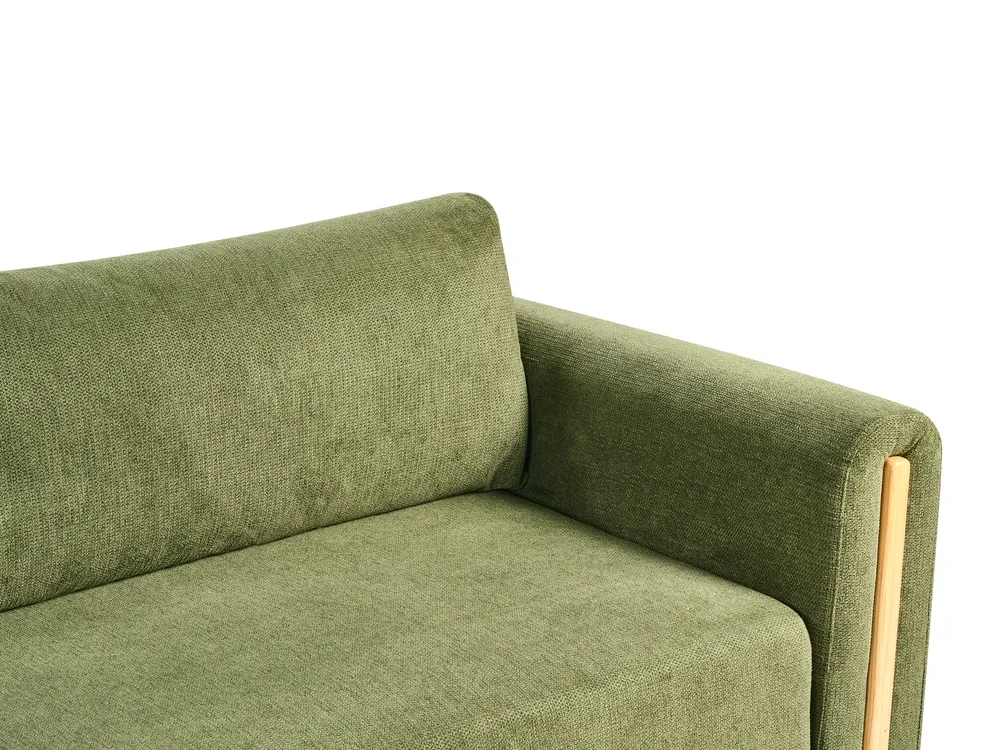 Sofa Bed 3 Seater KVAM with Storage Fabric Green_1021799