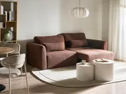 Bäddsoffa 3-sits VAXHOLM med förvaring Bouclé Brun_1026752