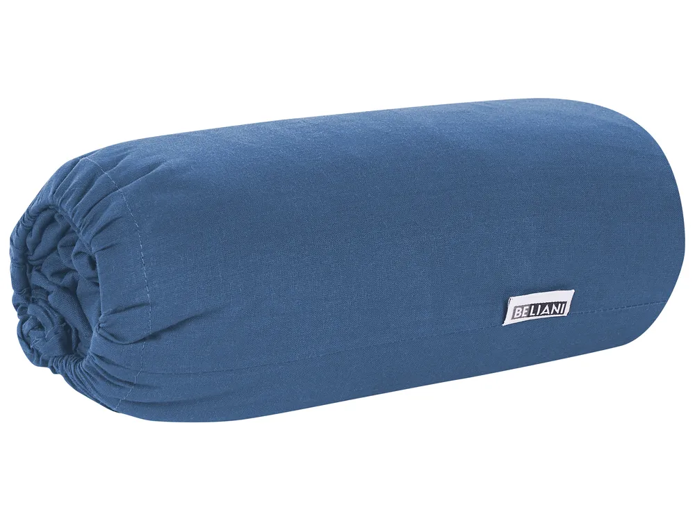 Fitted Sheet JANBU 180 x 200 cm Cotton Navy Blue_845228