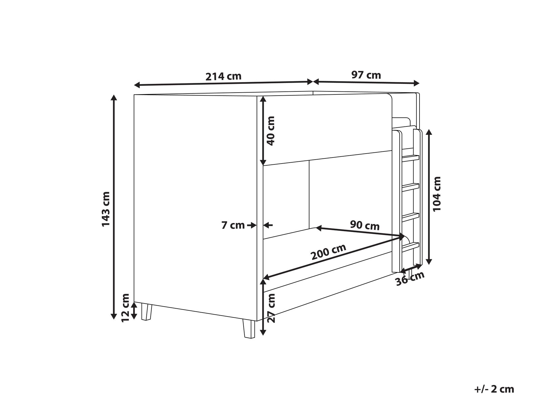 Bunk Bed Velvet CHOCQUES 90 x 200 cm (EU Single) Light Grey_1040690