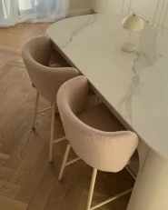 Set of 2 Bar Chairs MINA II Boucle Light Beige_997617