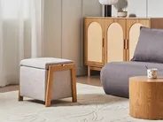 Storage Pouffe EDLAND Fabric 45 cm Beige_1038227