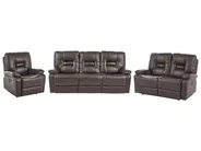 Soffgrupp med manuell reclinerfunktion 6-sits BERGEN Konstläder Brun_1086650