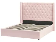 Ottoman Bed LUBBON Velvet Pastel Pink 160 x 200 cm (EU King Size)_833885