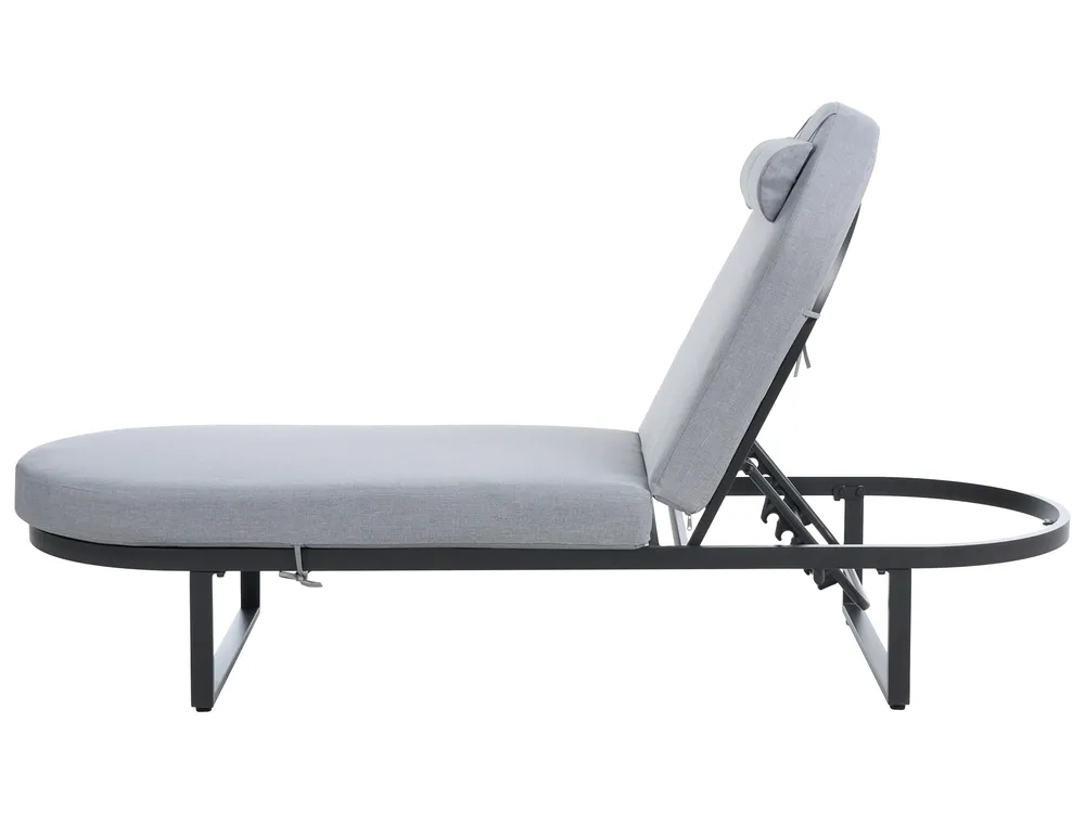 Sun Lounger with Cushion RONCOLO Metal Grey_1116683