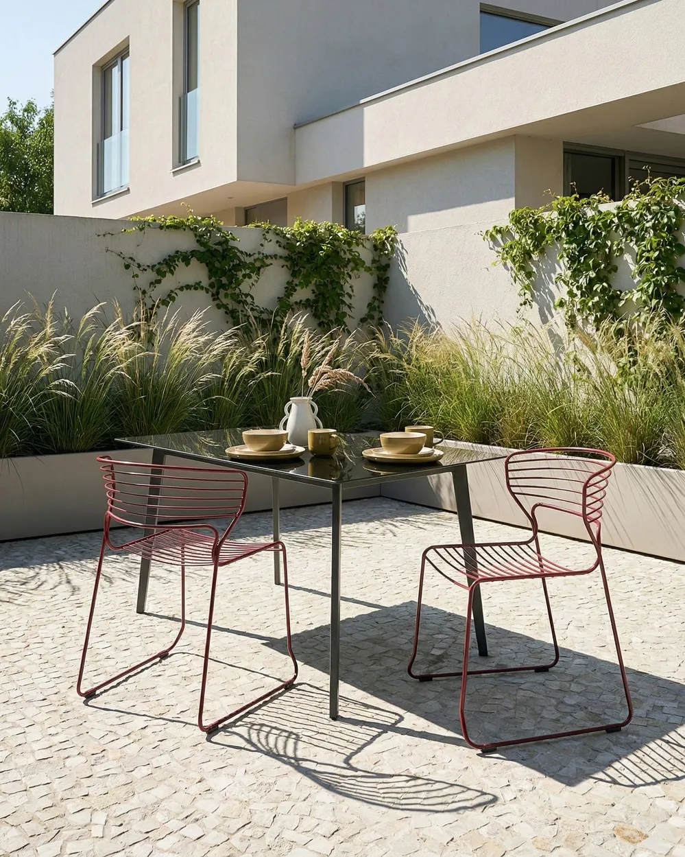 Set of 2 Garden Chairs PISTOIA Metal Red