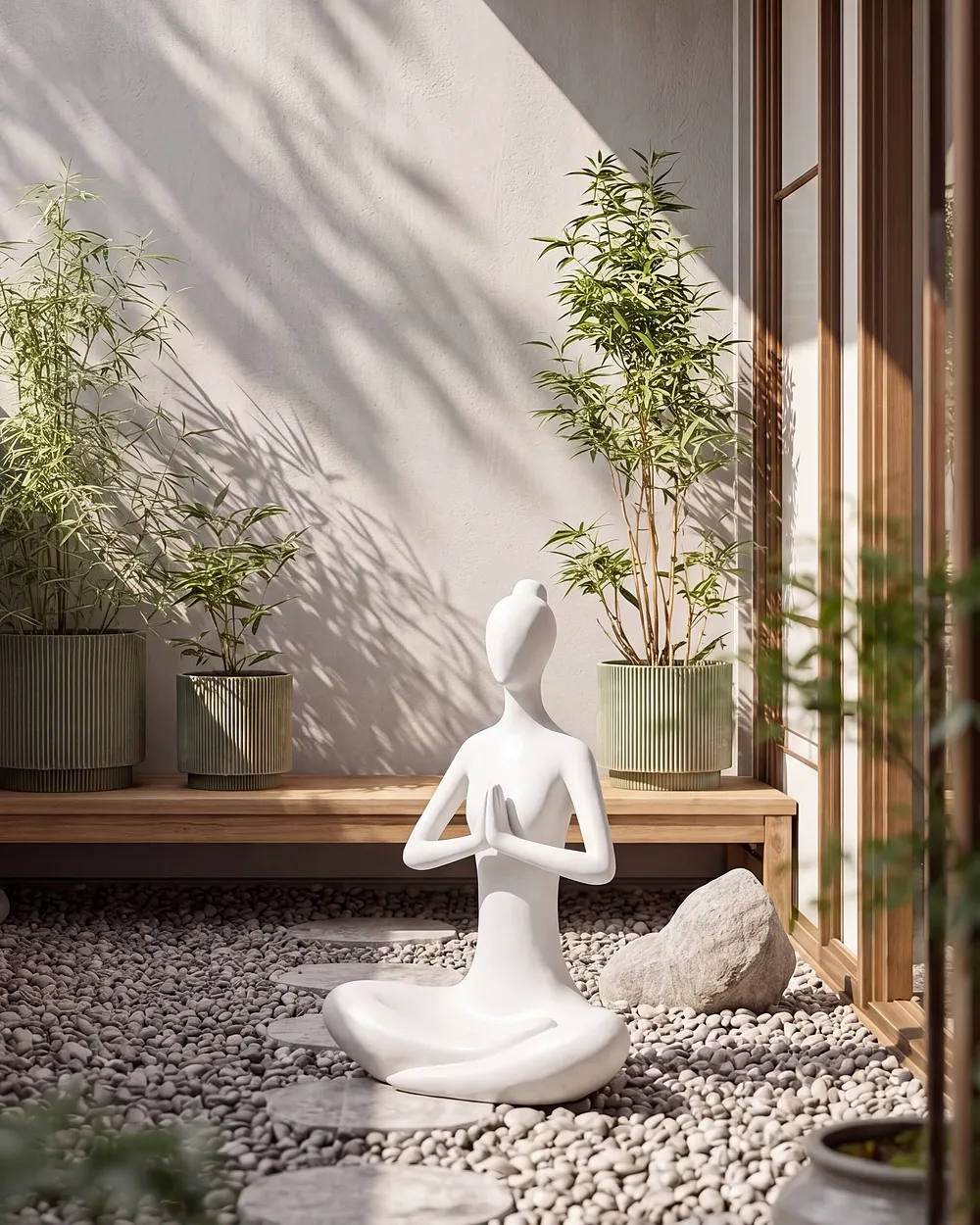 Garden Statue YOGHINA Woman White