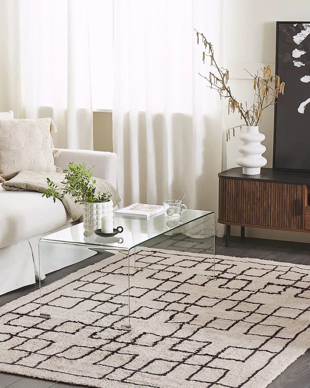 Rug TURHAL Beige 140 x 200 cm Cotton_1183332
