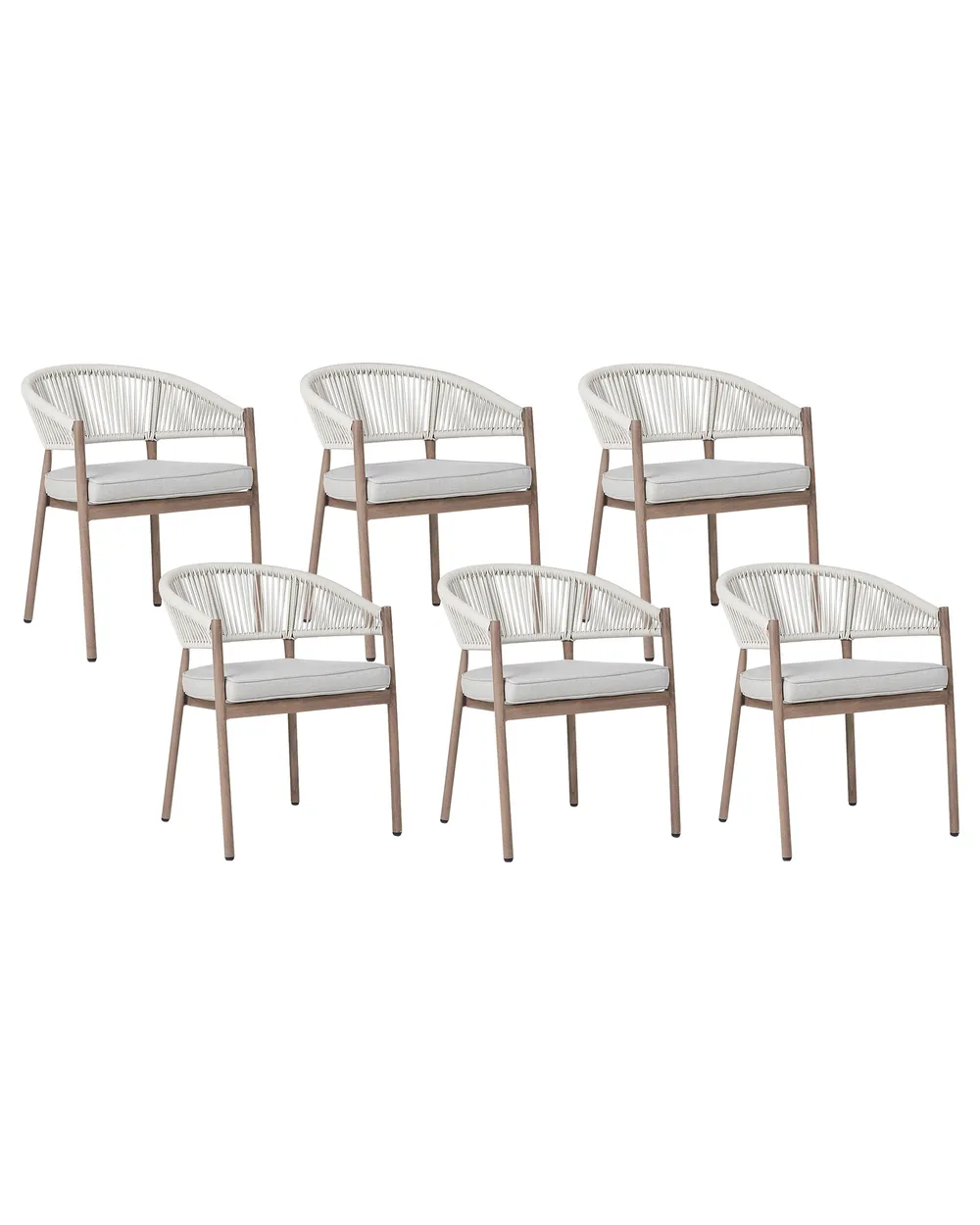 Set of 6 Garden Chairs with Cushions FLAVIA Metal Brown