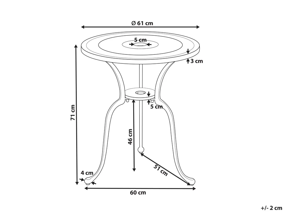Bistro Table DASCIO 61 cm 61 cm Metal Off-White_931782