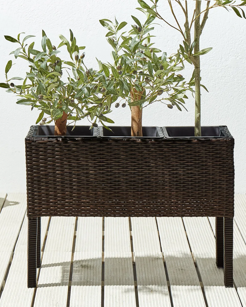 Elevated Plant Pot CARAGANA 77 cm PE Rattan Dark Brown_914476