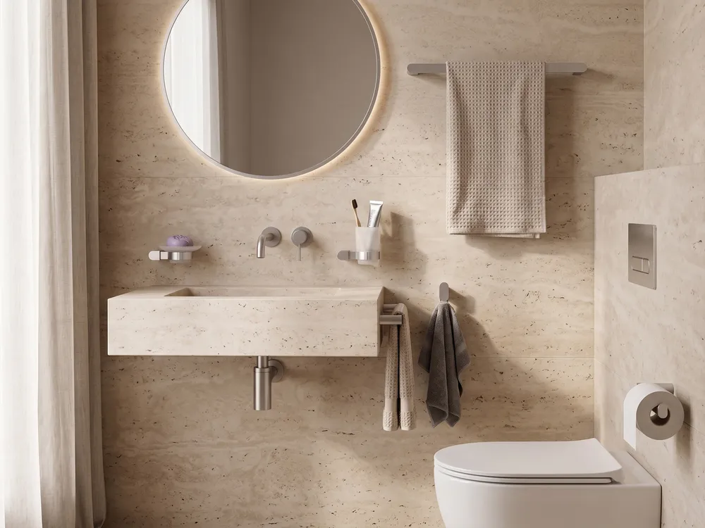 6-Piece Bathroom Hardware Set PARACAS with Towel Bars and Hooks Silver