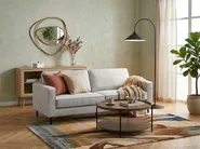 Sofa 3 Seater SAVALEN Fabric Light Grey_998112