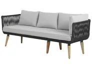 Garden Corner Sofa with Table 5 Seater ALCAMO Acacia Wood Black Left Hand_764954