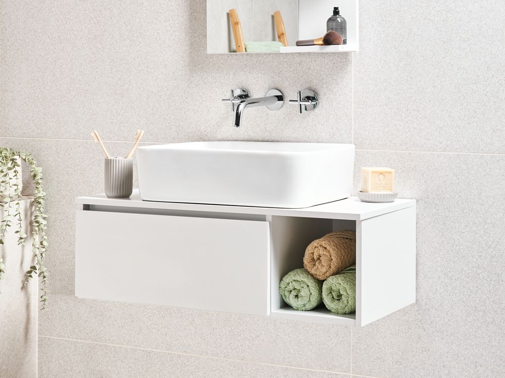 Veggmontert servantskap RUPANCO 80 cm Hvit