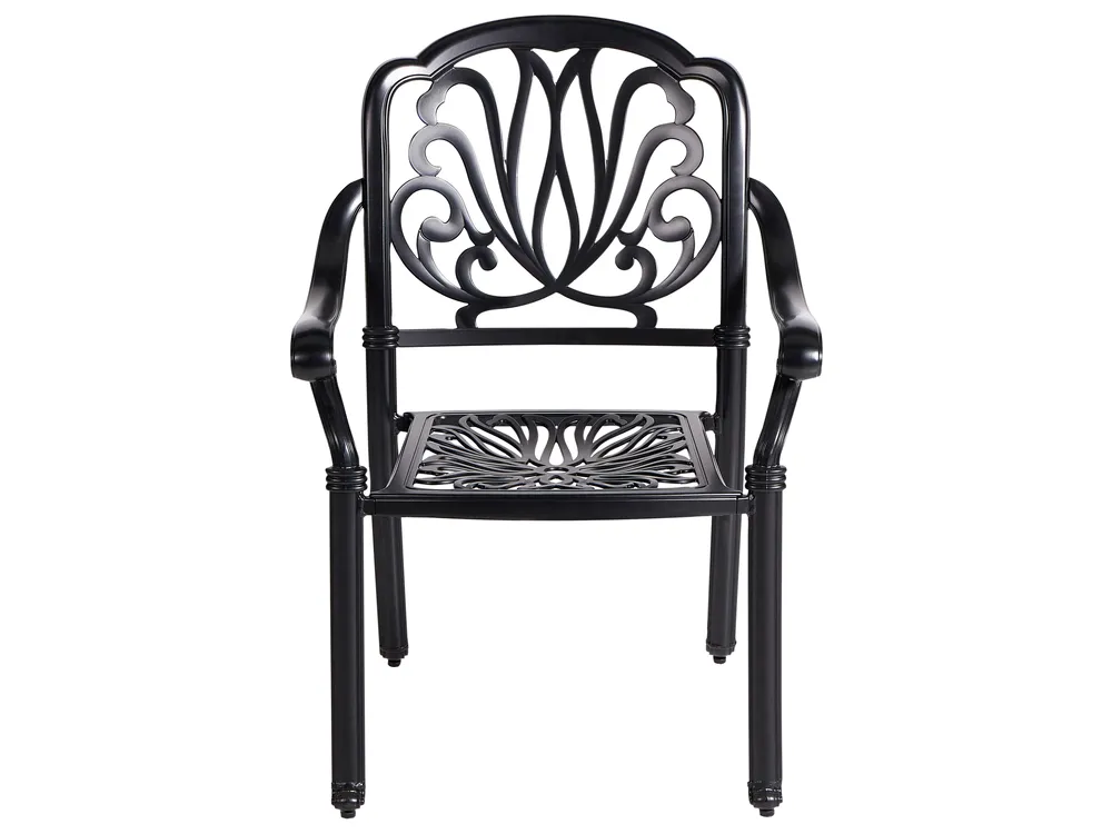 Garden Dining Set 4 Seater ANCONA with Cushions Metal Black_806890