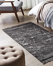 Rug HANLI Dark Grey 80 x 150 cm Viscose_1183536