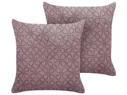 Set of 2 Decorative Cushions LARKSPUR 45 x 45 cm Velvet Pink Geometric Pattern_838395