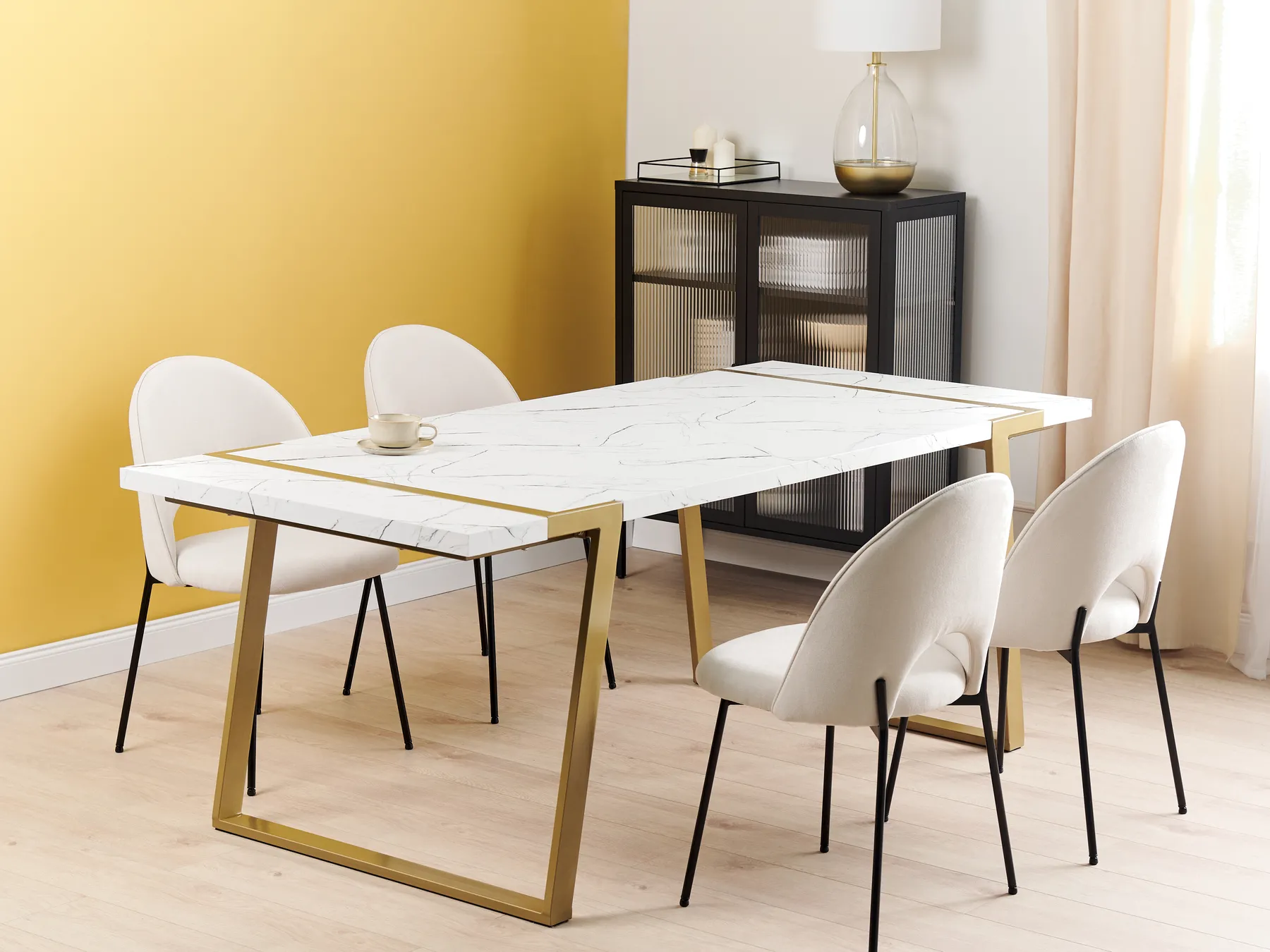Matbord MARTYNIKA Vit marmor 200 cm 90 cm_859348