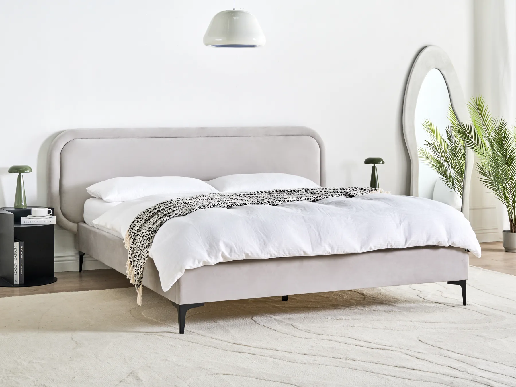 Bed Velvet SUZETTE 160 x 200 cm (EU King Size) Light Grey_989477