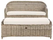 Garden Bench with Cushion SUSUA 150 cm with Ottoman Rattan Natural_957577