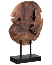 Dekorativ figur Fisk PLAICE FISH Teaktre Brun_758912