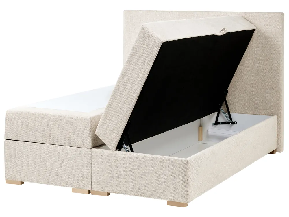 Divan Bed with Storage MAJOR Fabric Light Beige 120 x 200 cm (EU Small Double)