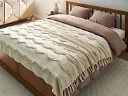 Blanket KHARI Cotton 150 x 200 cm Light Beige_1067476