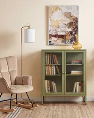 Glass Display Sideboard LERRYN 90 cm Metal Green_1069000
