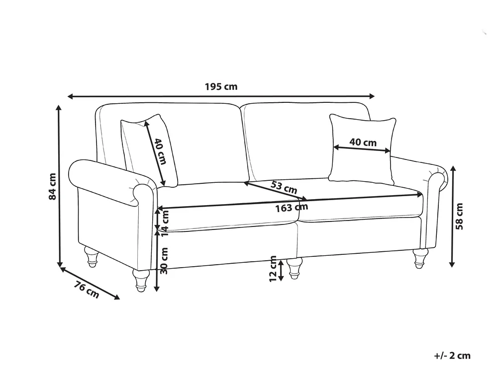 Sofa 3 Seater GINNERUP Fabric Brown_1035482