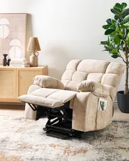 Elektrisk reclinerfåtölj ARES Inklusive fotstöd Beige_938696