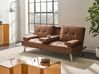 Sofa Bed 3 Seater ROXEN Faux Leather Golden Brown