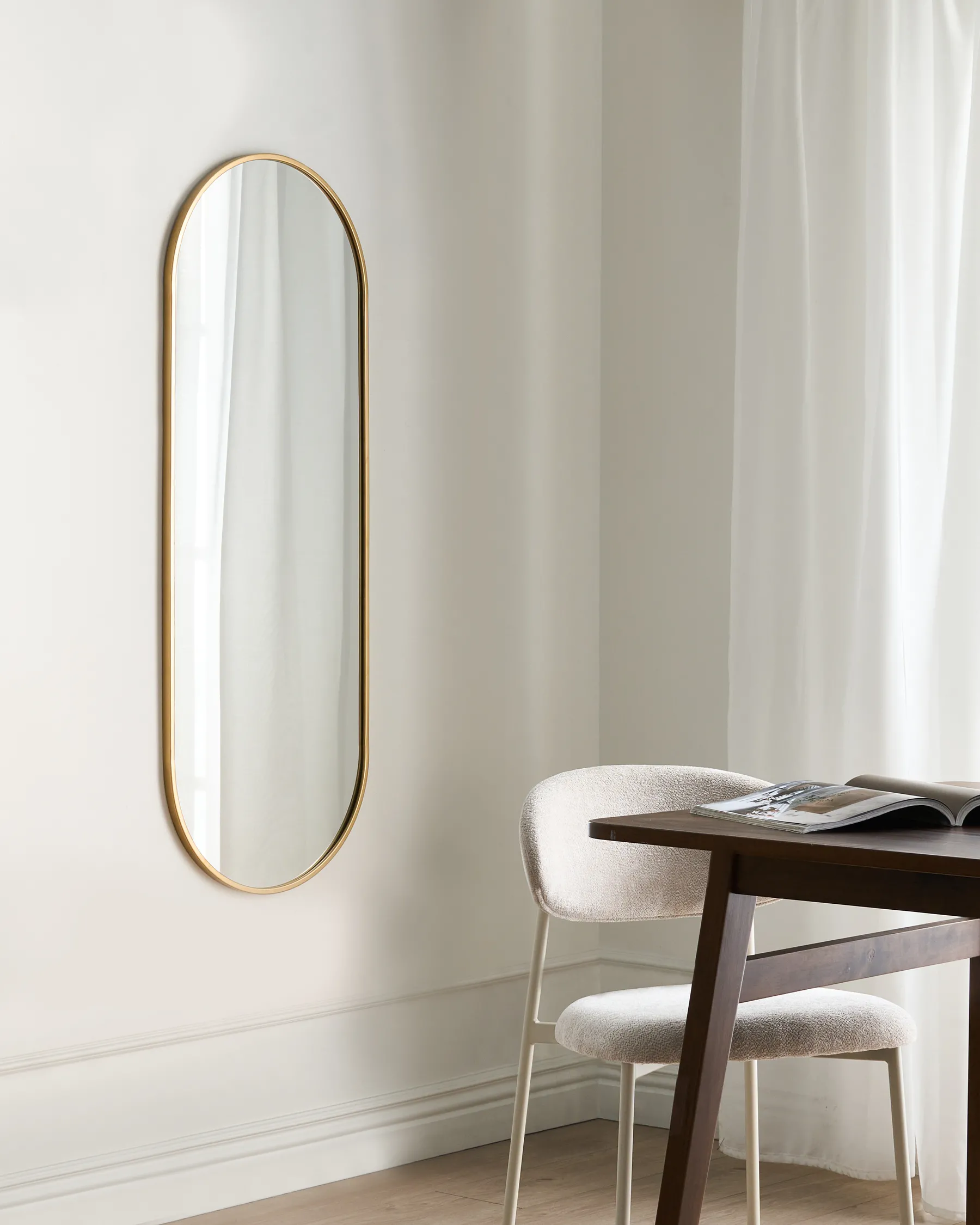 Wall Mirror AZEVILLE 46 cm 122 cm Metal Gold_997723