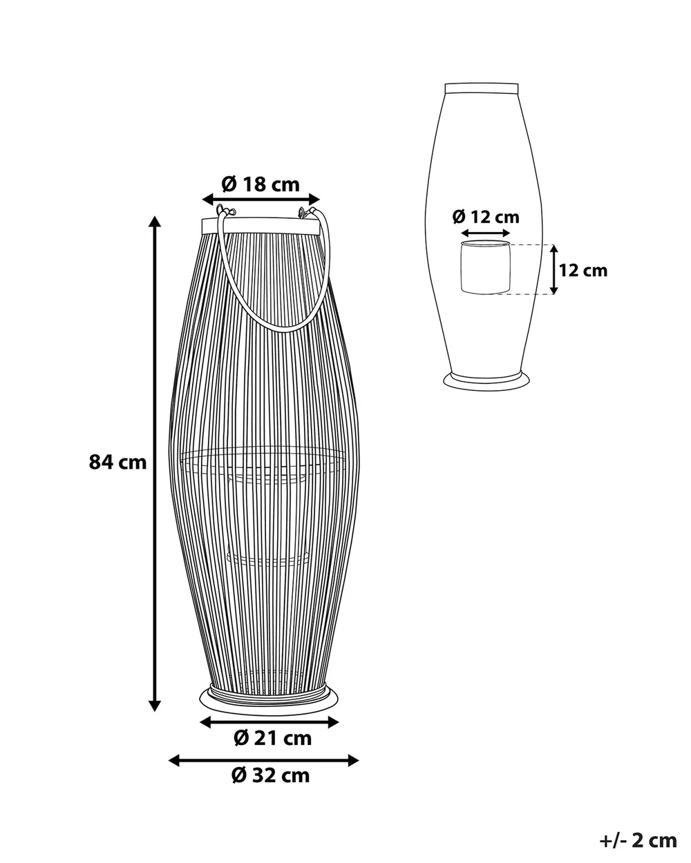 Lantern TAHITI 84 cm Bamboo Black_734293