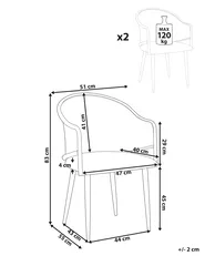 Set of 2 Dining Chairs WEIMAR Metal Black_992838