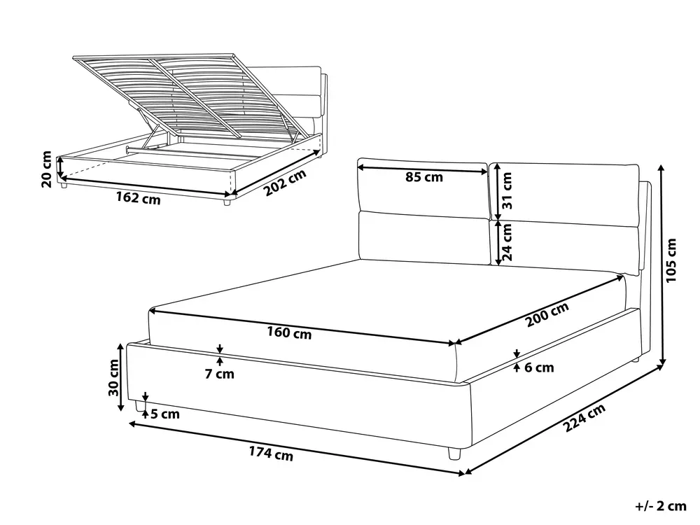 Ottoman Bed BATILLY Velvet Light Beige 160 x 200 cm (EU King Size)_830118