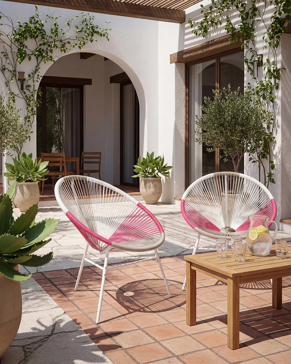 Garden Chair ACAPULCO PE Rattan Fuchsia Pink_1149726