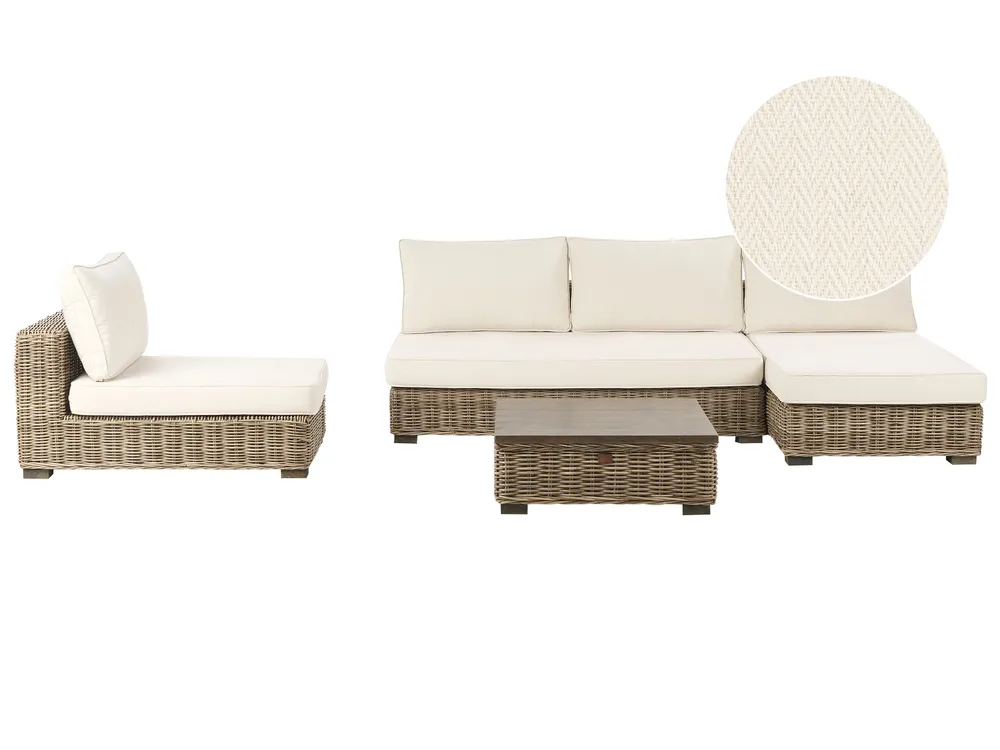 Garden Lounge Set with Table 4 Seater VARALLO Modular Rattan Grey Left Hand