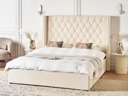 Ottoman Bed LUBBON Velvet Off-White 160 x 200 cm (EU King Size)_882143