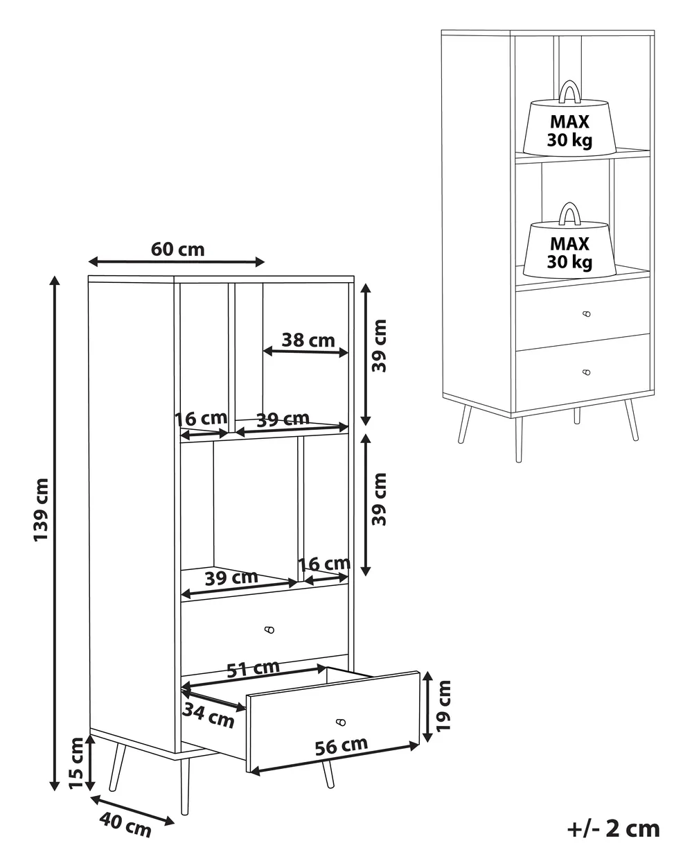 Hylla RICHMOND 139 cm Ljus ekfanér_779759