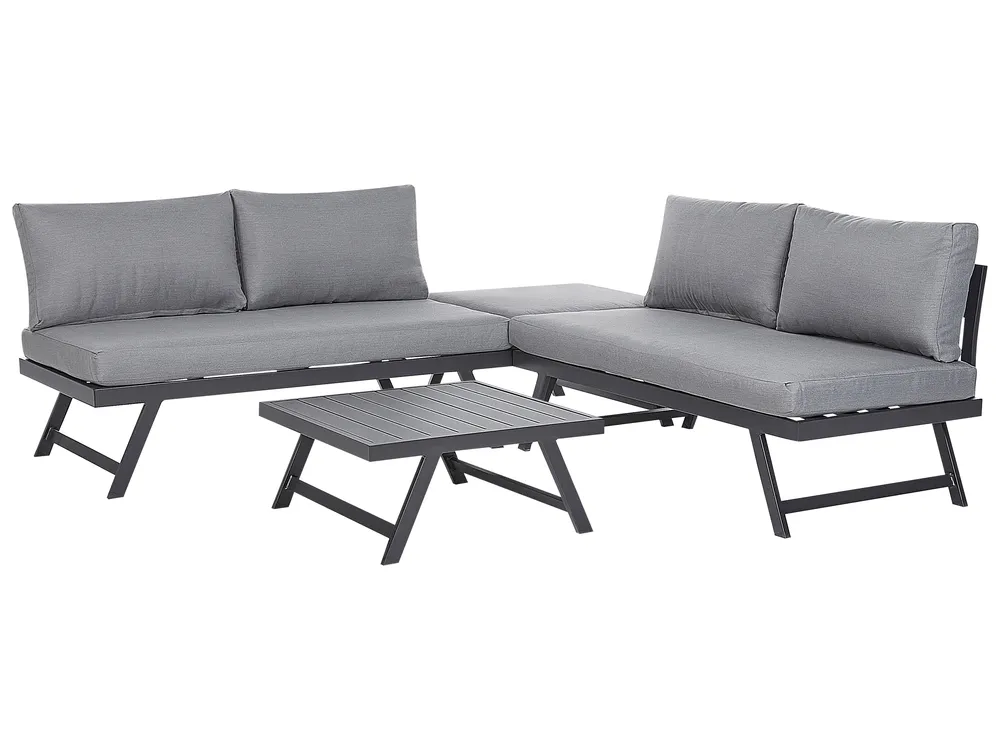 Garden Corner Sofa with Table 5 Seater COCCORINO Metal Grey_853530
