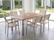 Garden Dining Set 6 Seater GROSSETO Eucalyptus Wood Brown/ Beige_768437