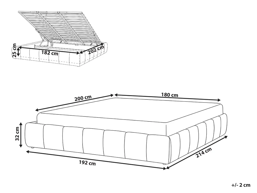 Ottoman Bed without Headboard GENAS Boucle Off-White 180 x 200 cm (EU Super King)_1070333