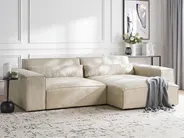 Modular Corner Sofa 3 Seater HELLNAR Velvet Light Beige Left Hand_910707