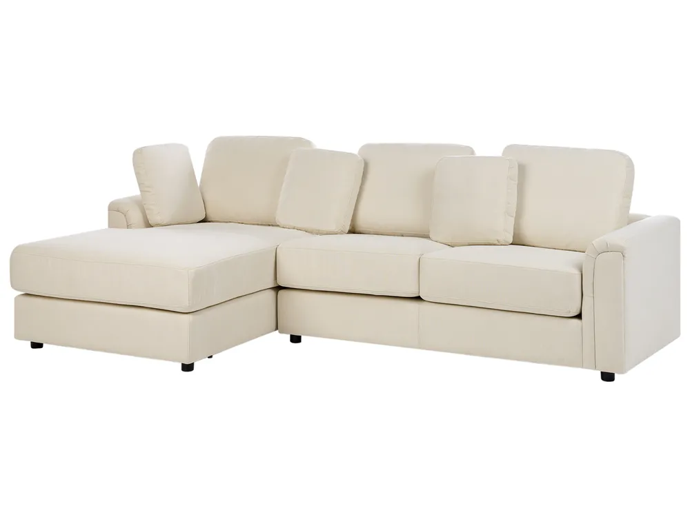 Corner Sofa 4 Seater KOHLO Fabric Light Beige Right Hand_944965