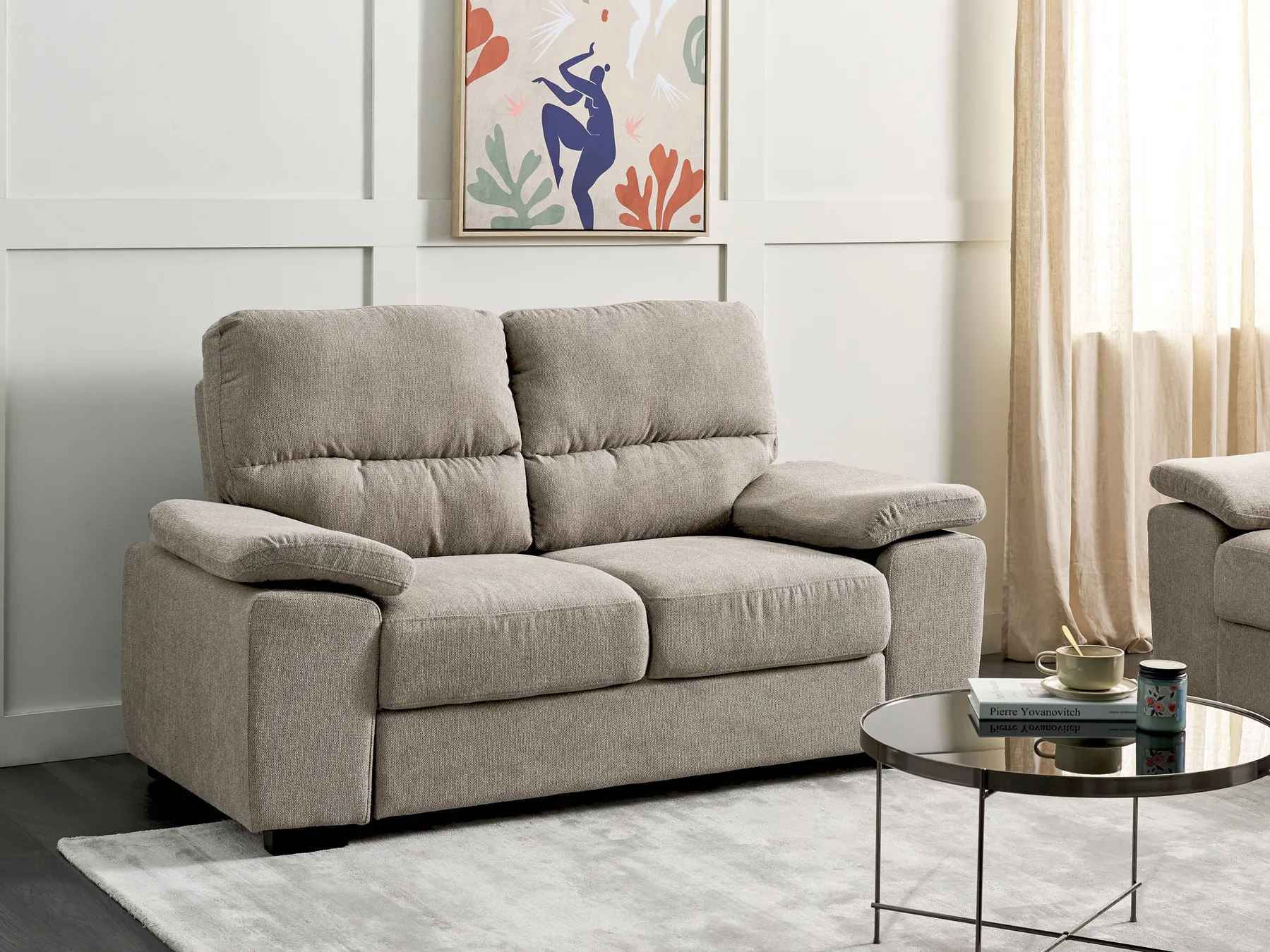 Sofa 2 Seater VOGAR Fabric Light Brown_901174
