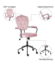 Kontorstol VELISSE Fløyel Pastellrosa_1065430