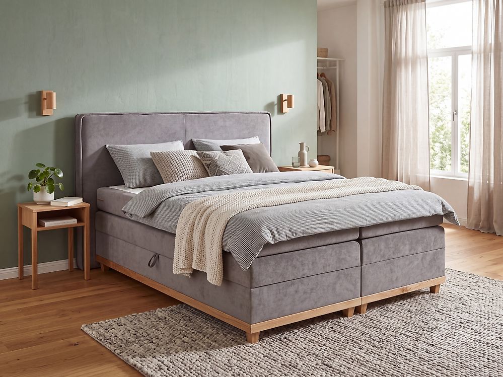 Kontinentalsäng med förvaring DYNASTY Taupe 160 x 200 cm